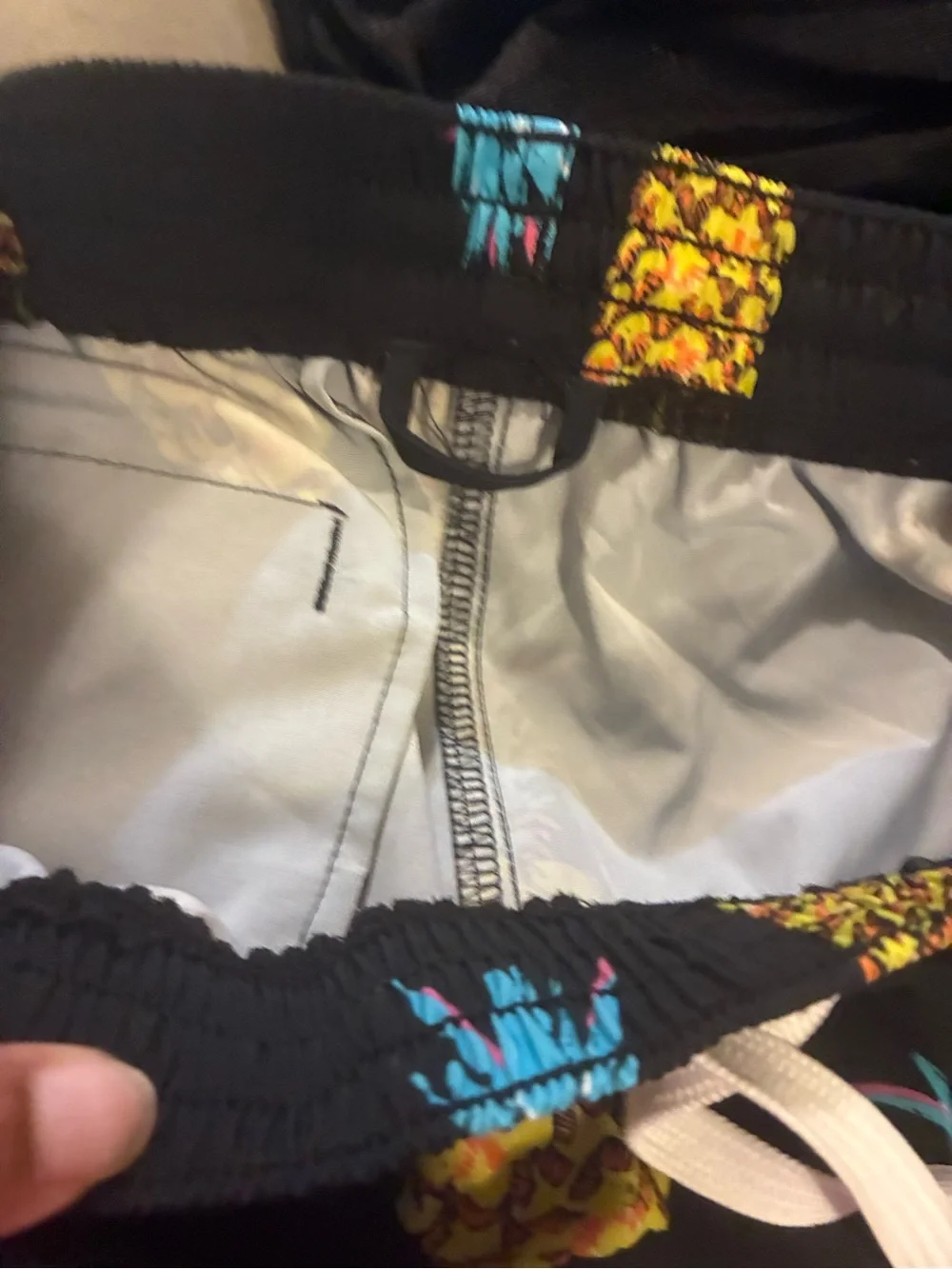 chubbies Black Swim Trunks with Yellow Pineapple and Blue-Teal Tops